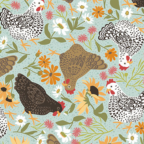 CHICKENS IN THE MEADOW   